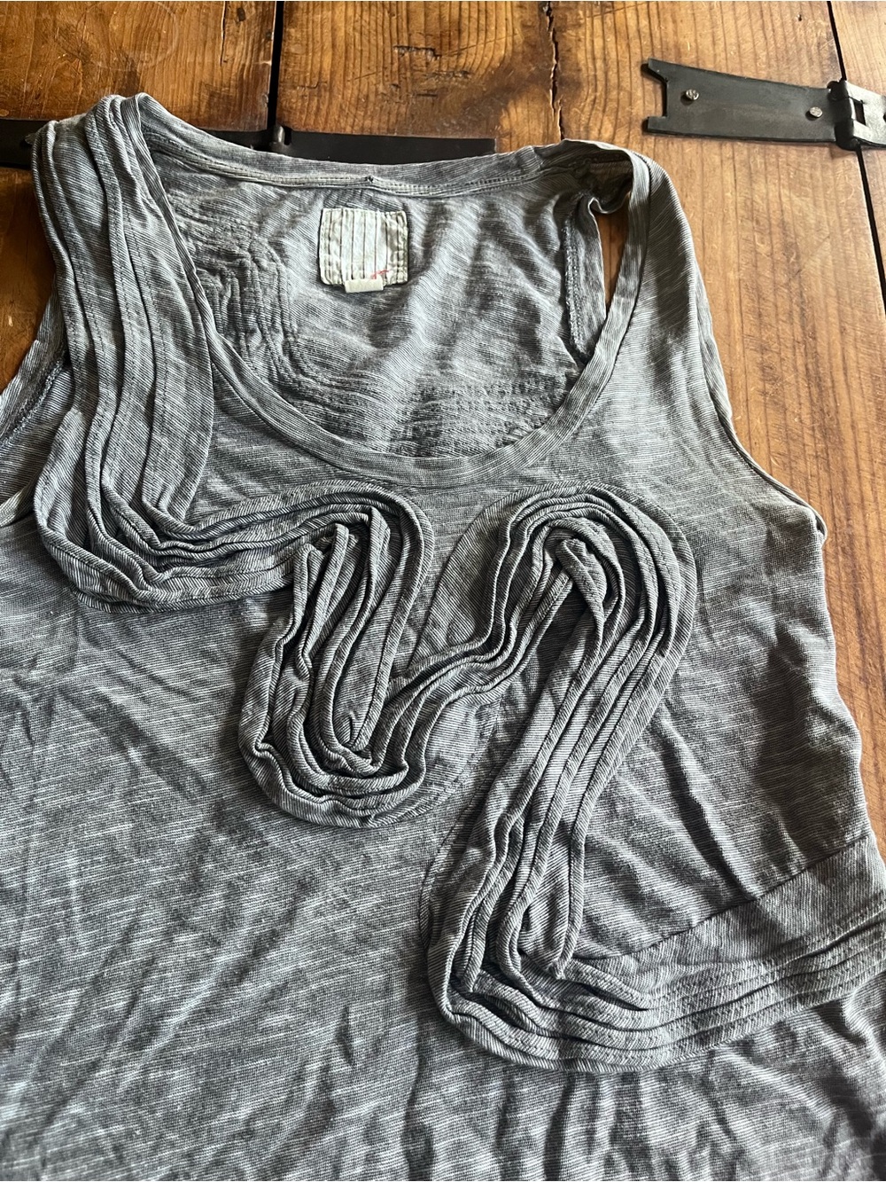 Women's Gray Ruffle Detail Tank Top - Picture 2 of 4